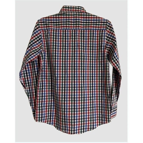 EUC IZOD Boys Button Down L/S Holiday Christmas Dress Shirt Plaid Large 14/16 - Picture 2 of 13